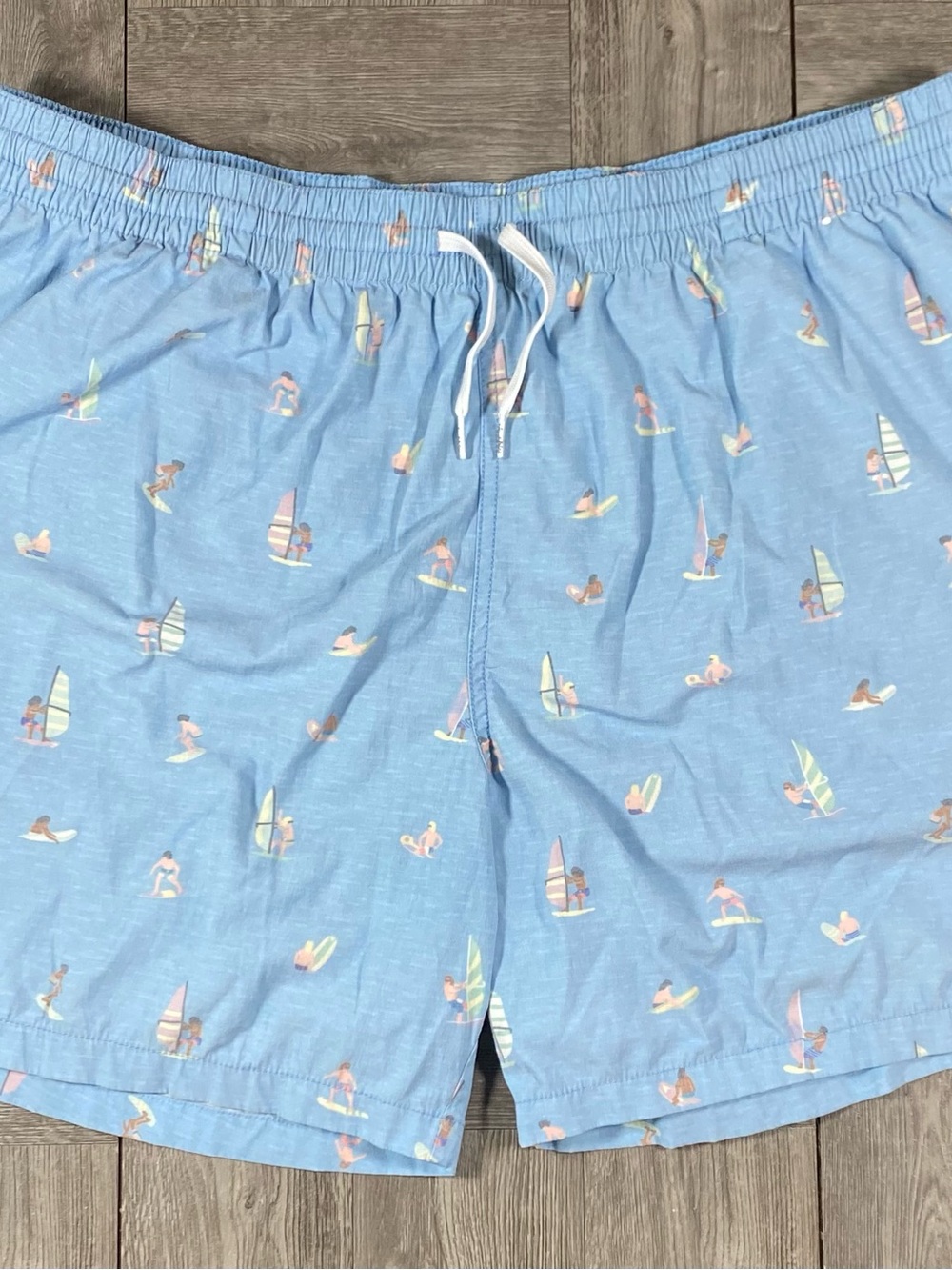 Chubbies Men's Shorts -Swim Trunks Drawstring Blue Surf Sail Print - 2XL x 5.5" 